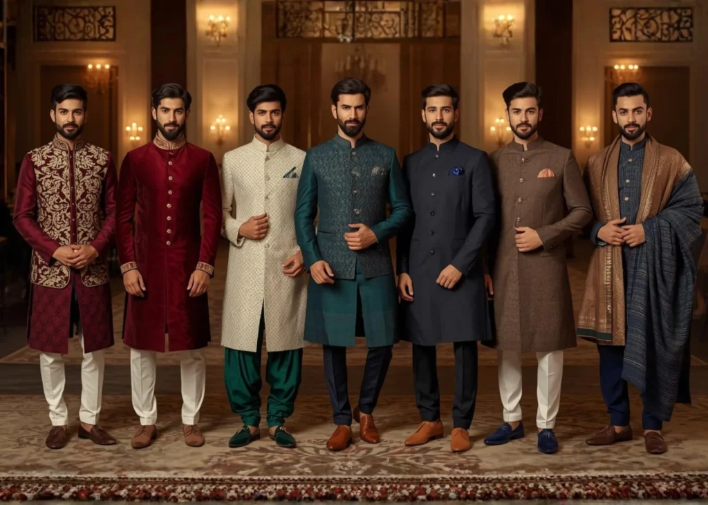 seven men's pose wear best wedding dresses